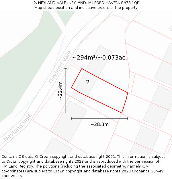 2, NEYLAND VALE, NEYLAND, MILFORD HAVEN, SA73 1QP: Plot and title map