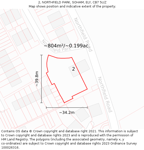 2, NORTHFIELD PARK, SOHAM, ELY, CB7 5UZ: Plot and title map