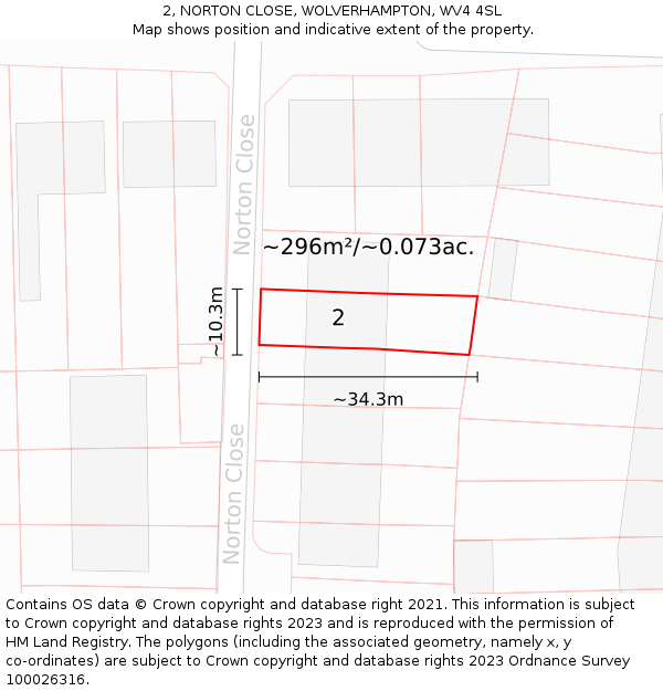 2, NORTON CLOSE, WOLVERHAMPTON, WV4 4SL: Plot and title map