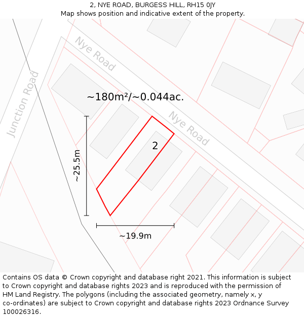 2, NYE ROAD, BURGESS HILL, RH15 0JY: Plot and title map