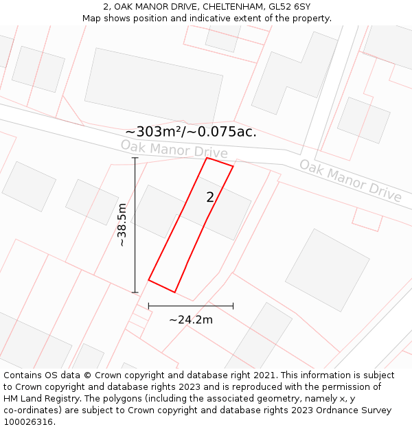 2, OAK MANOR DRIVE, CHELTENHAM, GL52 6SY: Plot and title map