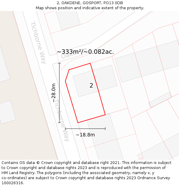 2, OAKDENE, GOSPORT, PO13 0DB: Plot and title map