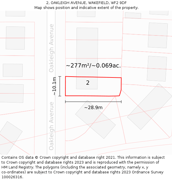 2, OAKLEIGH AVENUE, WAKEFIELD, WF2 9DF: Plot and title map