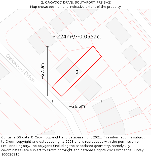 2, OAKWOOD DRIVE, SOUTHPORT, PR8 3HZ: Plot and title map