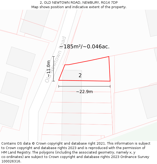 2, OLD NEWTOWN ROAD, NEWBURY, RG14 7DP: Plot and title map