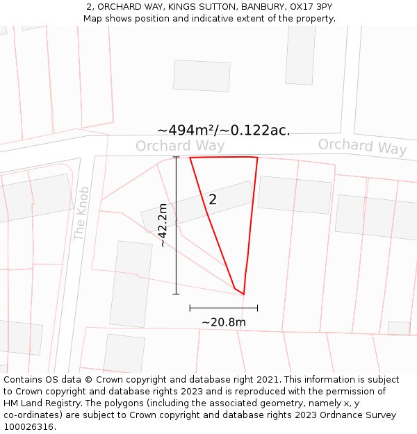 2, ORCHARD WAY, KINGS SUTTON, BANBURY, OX17 3PY: Plot and title map