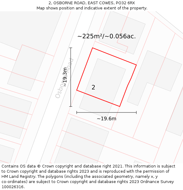 2, OSBORNE ROAD, EAST COWES, PO32 6RX: Plot and title map