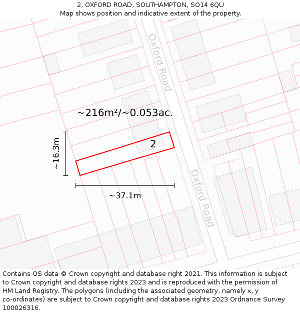 2, OXFORD ROAD, SOUTHAMPTON, SO14 6QU: Plot and title map