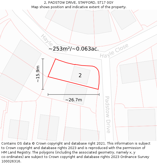 2, PADSTOW DRIVE, STAFFORD, ST17 0GY: Plot and title map