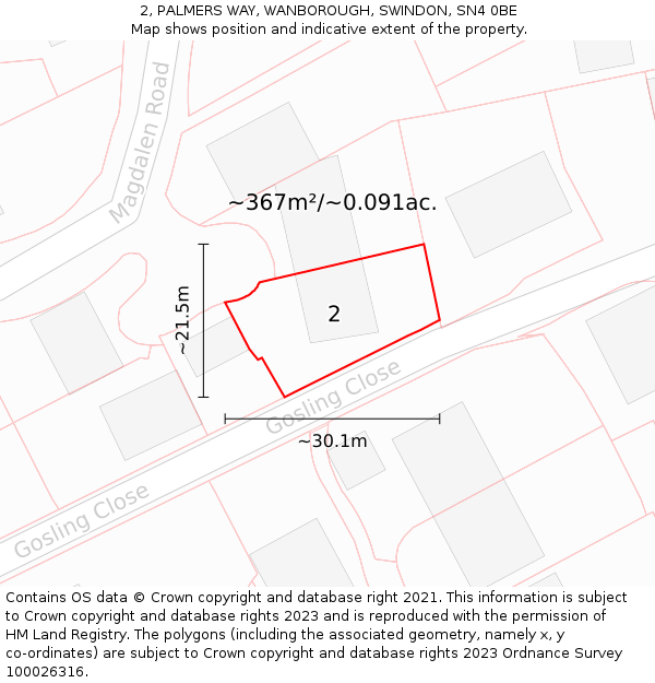 2, PALMERS WAY, WANBOROUGH, SWINDON, SN4 0BE: Plot and title map