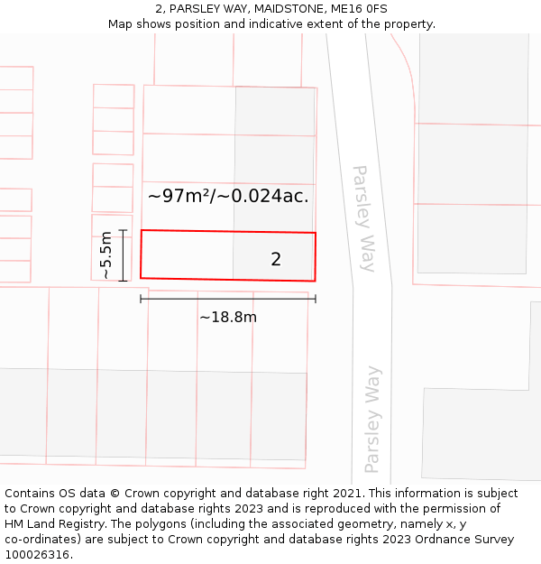 2, PARSLEY WAY, MAIDSTONE, ME16 0FS: Plot and title map