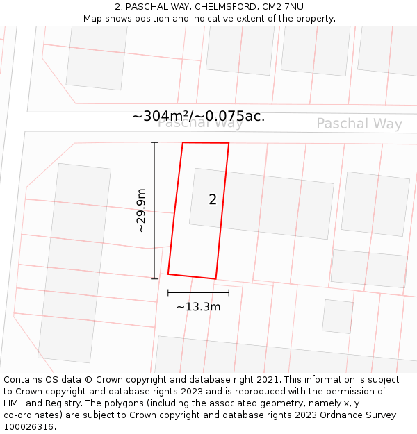 2, PASCHAL WAY, CHELMSFORD, CM2 7NU: Plot and title map