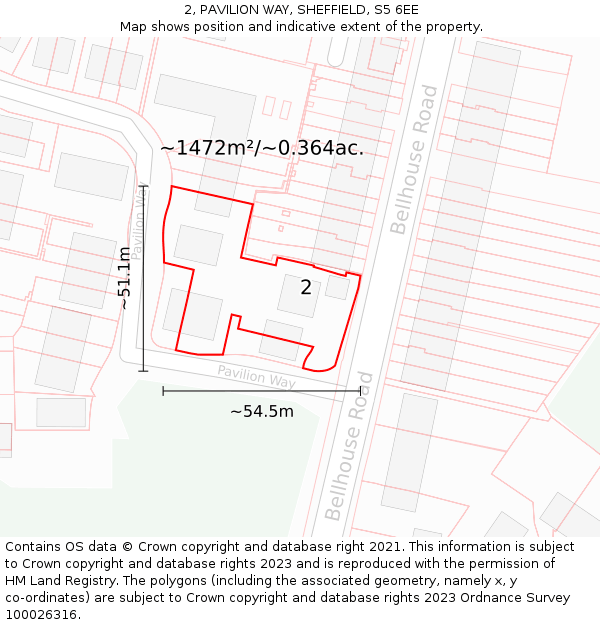 2, PAVILION WAY, SHEFFIELD, S5 6EE: Plot and title map