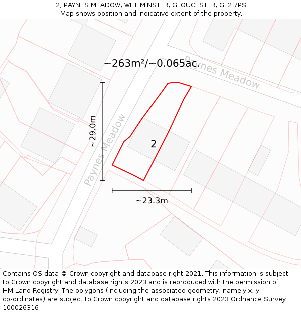 2, PAYNES MEADOW, WHITMINSTER, GLOUCESTER, GL2 7PS: Plot and title map