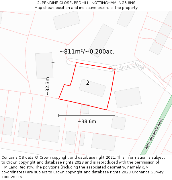 2, PENDINE CLOSE, REDHILL, NOTTINGHAM, NG5 8NS: Plot and title map