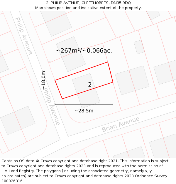 2, PHILIP AVENUE, CLEETHORPES, DN35 9DQ: Plot and title map