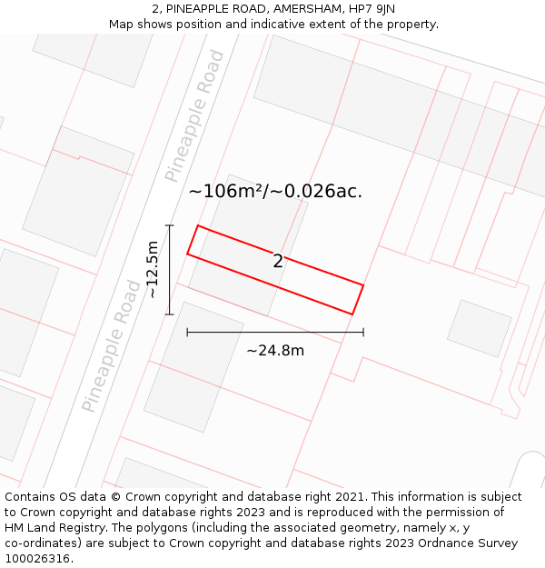 2, PINEAPPLE ROAD, AMERSHAM, HP7 9JN: Plot and title map