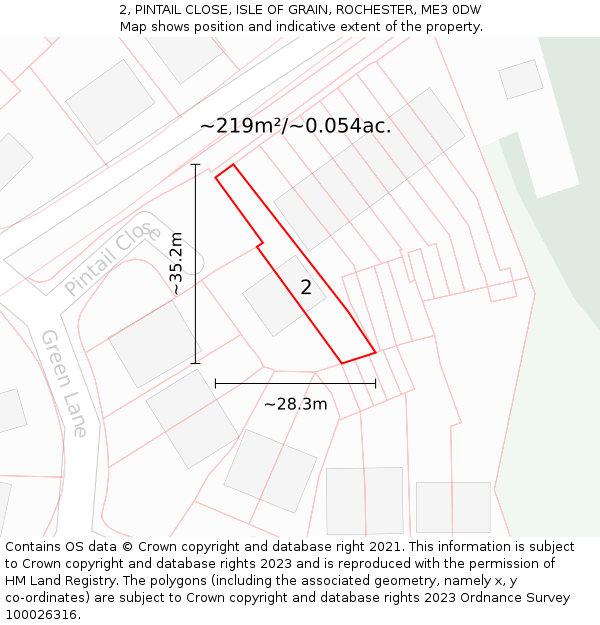 2, PINTAIL CLOSE, ISLE OF GRAIN, ROCHESTER, ME3 0DW: Plot and title map