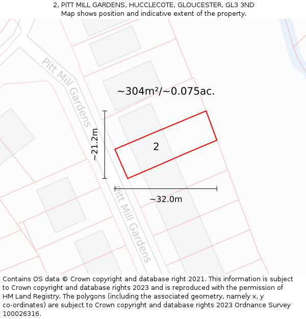 2, PITT MILL GARDENS, HUCCLECOTE, GLOUCESTER, GL3 3ND: Plot and title map