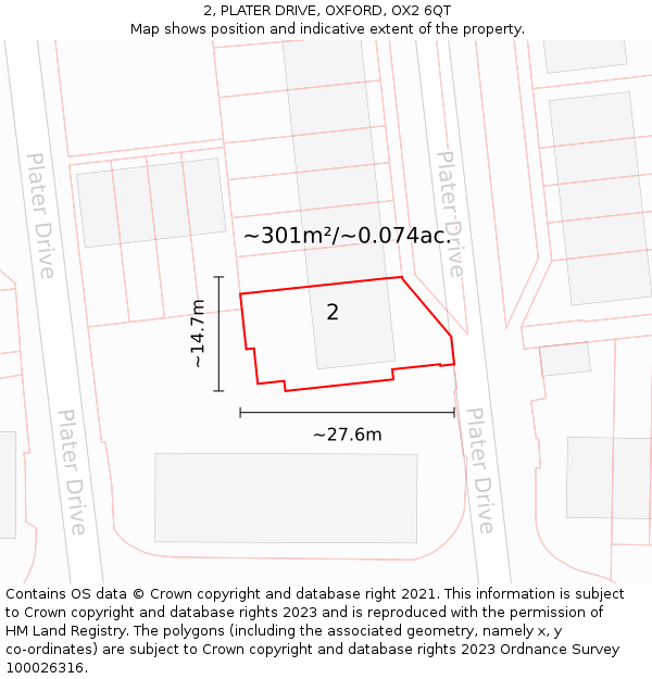 2, PLATER DRIVE, OXFORD, OX2 6QT: Plot and title map