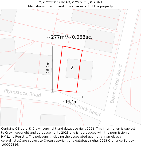 2, PLYMSTOCK ROAD, PLYMOUTH, PL9 7NT: Plot and title map