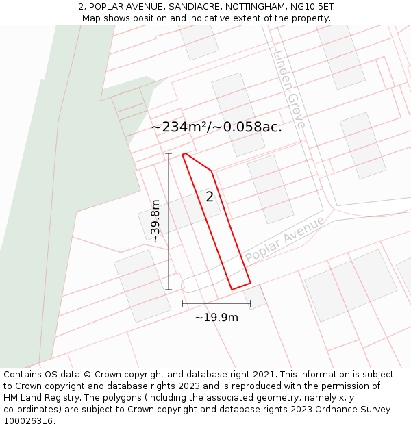 2, POPLAR AVENUE, SANDIACRE, NOTTINGHAM, NG10 5ET: Plot and title map