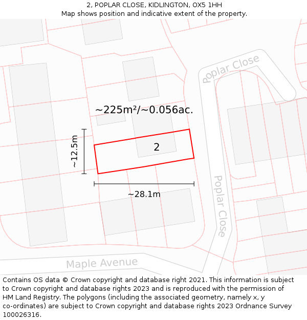 2, POPLAR CLOSE, KIDLINGTON, OX5 1HH: Plot and title map