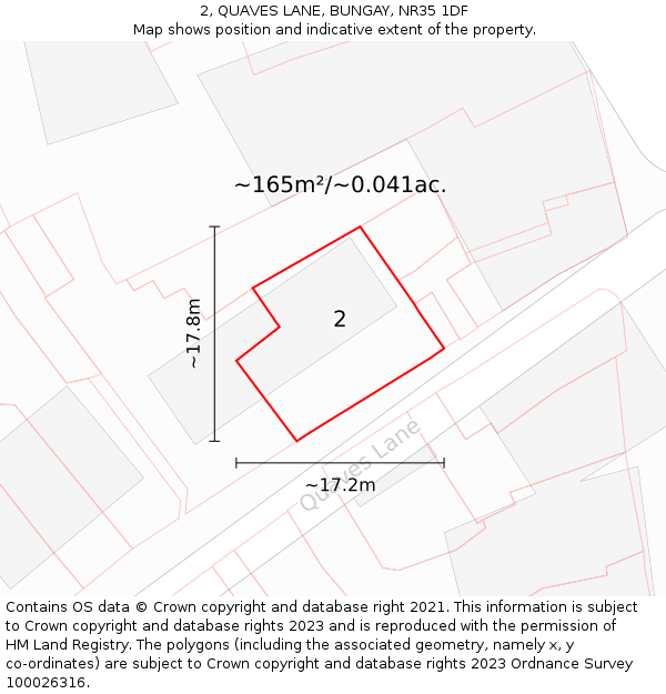 2, QUAVES LANE, BUNGAY, NR35 1DF: Plot and title map