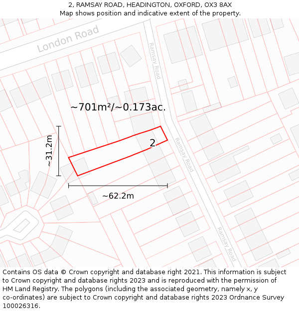 2, RAMSAY ROAD, HEADINGTON, OXFORD, OX3 8AX: Plot and title map