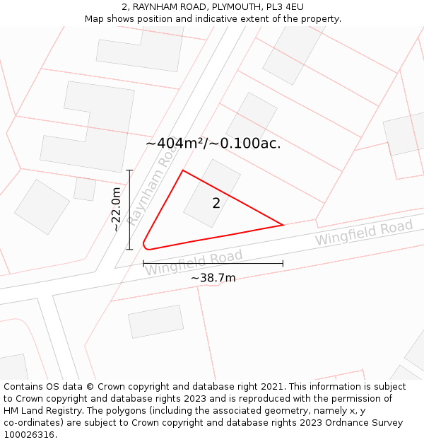 2, RAYNHAM ROAD, PLYMOUTH, PL3 4EU: Plot and title map
