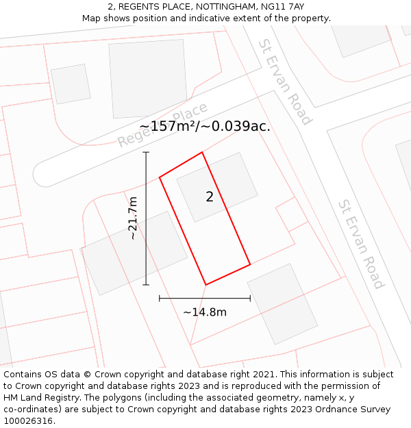 2, REGENTS PLACE, NOTTINGHAM, NG11 7AY: Plot and title map