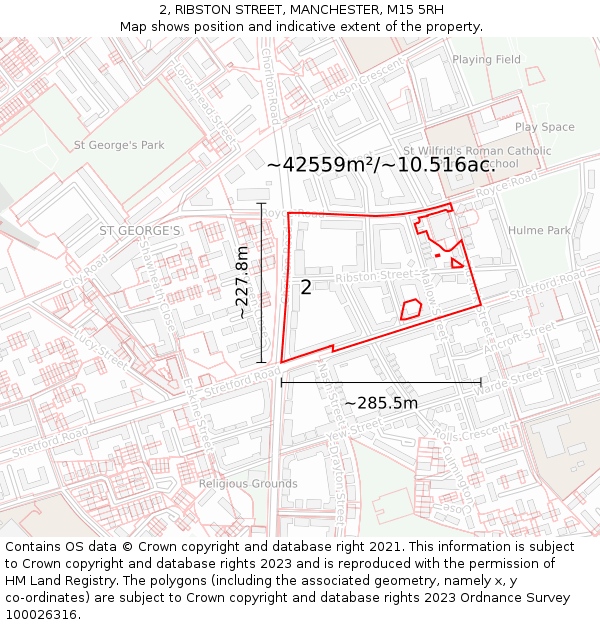 2, RIBSTON STREET, MANCHESTER, M15 5RH: Plot and title map