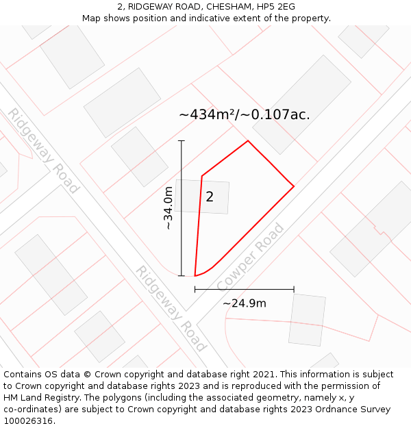 2, RIDGEWAY ROAD, CHESHAM, HP5 2EG: Plot and title map