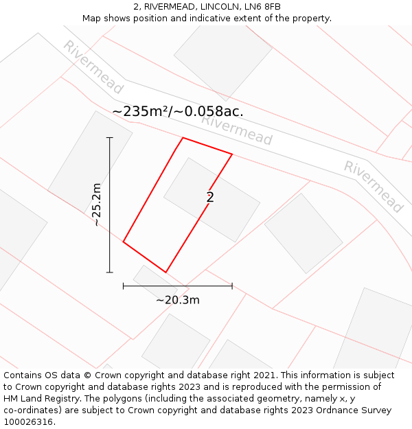 2, RIVERMEAD, LINCOLN, LN6 8FB: Plot and title map