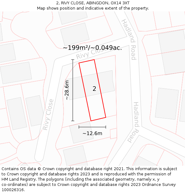 2, RIVY CLOSE, ABINGDON, OX14 3XT: Plot and title map