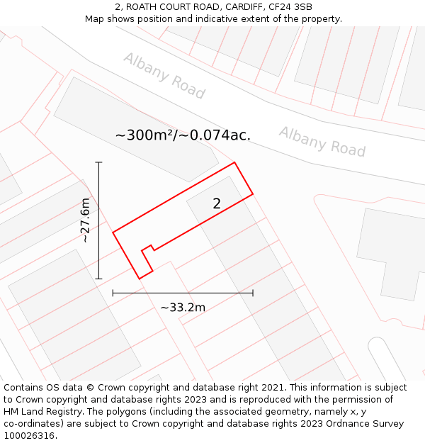 2, ROATH COURT ROAD, CARDIFF, CF24 3SB: Plot and title map