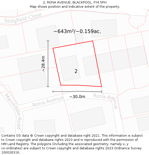 2, RONA AVENUE, BLACKPOOL, FY4 5PH: Plot and title map