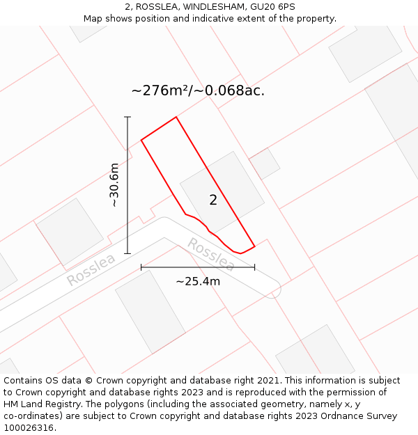 2, ROSSLEA, WINDLESHAM, GU20 6PS: Plot and title map