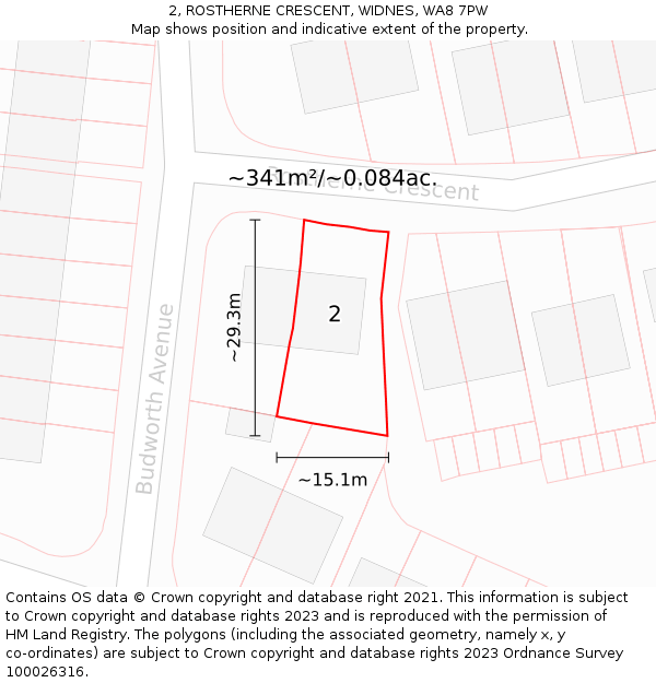 2, ROSTHERNE CRESCENT, WIDNES, WA8 7PW: Plot and title map