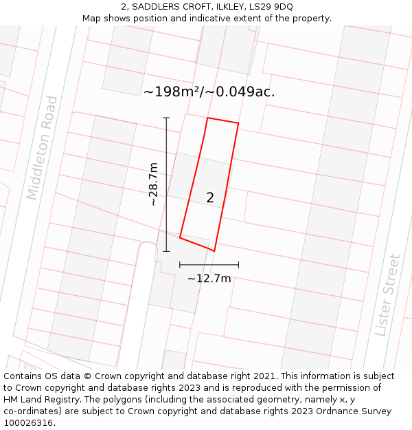 2, SADDLERS CROFT, ILKLEY, LS29 9DQ: Plot and title map