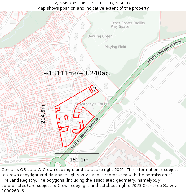 2, SANDBY DRIVE, SHEFFIELD, S14 1DF: Plot and title map