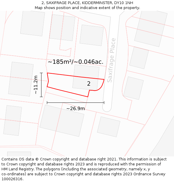 2, SAXIFRAGE PLACE, KIDDERMINSTER, DY10 1NH: Plot and title map