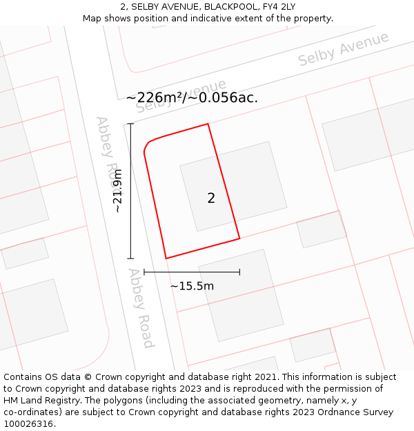 2, SELBY AVENUE, BLACKPOOL, FY4 2LY: Plot and title map