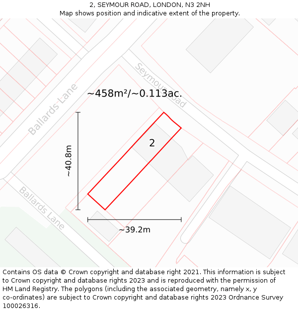 2, SEYMOUR ROAD, LONDON, N3 2NH: Plot and title map