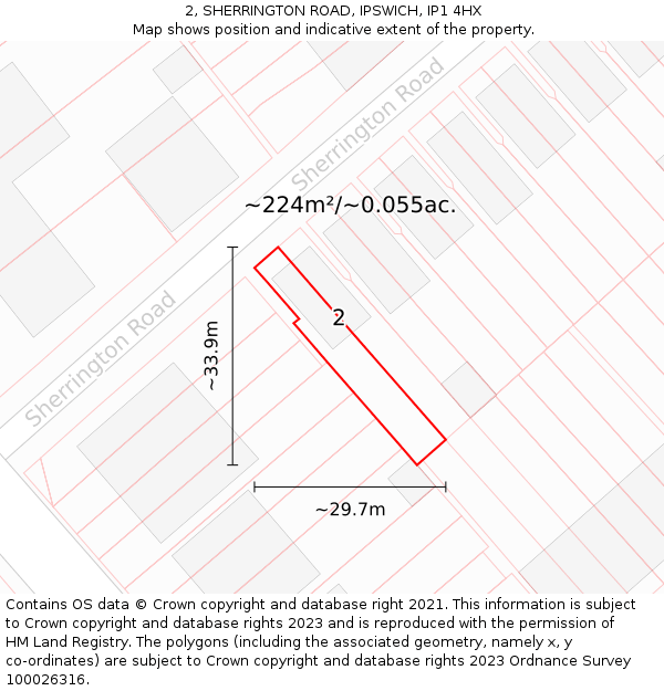 2, SHERRINGTON ROAD, IPSWICH, IP1 4HX: Plot and title map