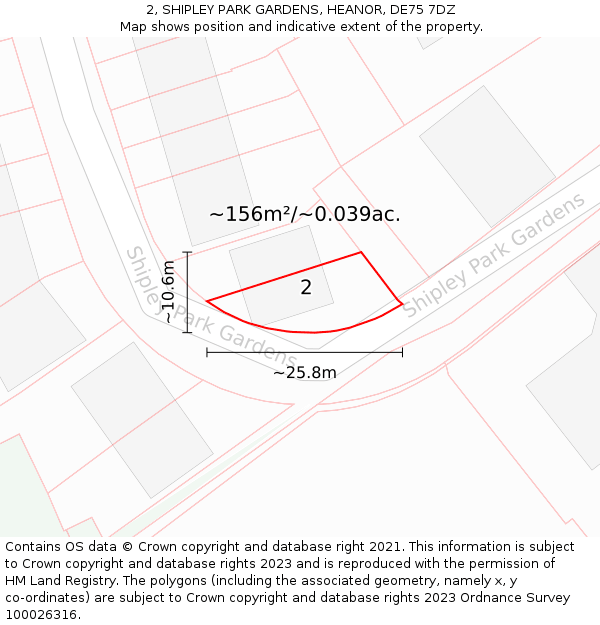 2, SHIPLEY PARK GARDENS, HEANOR, DE75 7DZ: Plot and title map