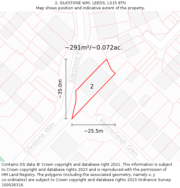 2, SILKSTONE WAY, LEEDS, LS15 8TN: Plot and title map