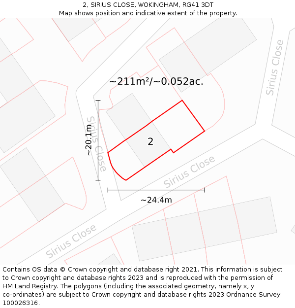 2, SIRIUS CLOSE, WOKINGHAM, RG41 3DT: Plot and title map