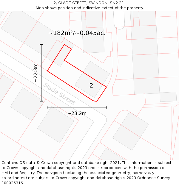 2, SLADE STREET, SWINDON, SN2 2FH: Plot and title map