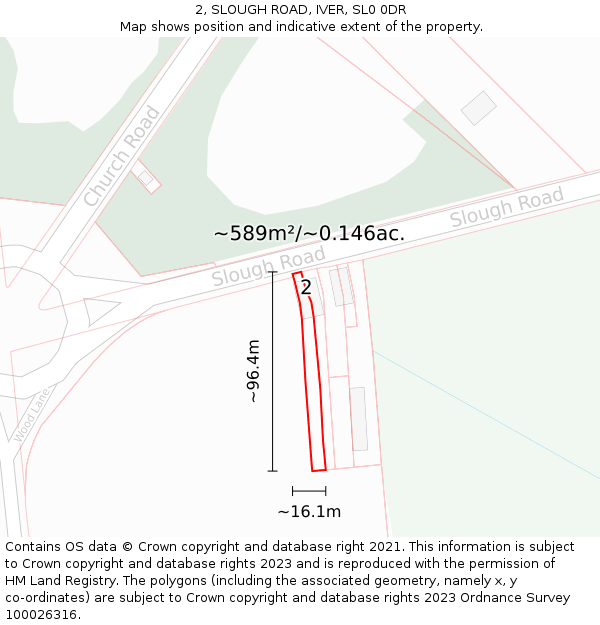 2, SLOUGH ROAD, IVER, SL0 0DR: Plot and title map